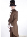 Brown Vintage Double-Breasted Steampunk Jacket for Men