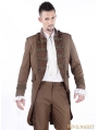 Brown Vintage Double-Breasted Steampunk Jacket for Men