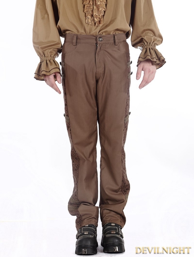 Brown Vintage Steampunk Pants for Men