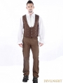 Brown Vintage Steampunk Waistcoat for Men