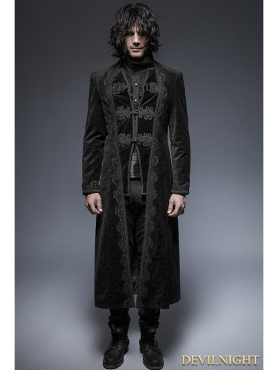Black Gorgeous Vintage Style Gothic Long Coat for Men - Devilnight.co.uk