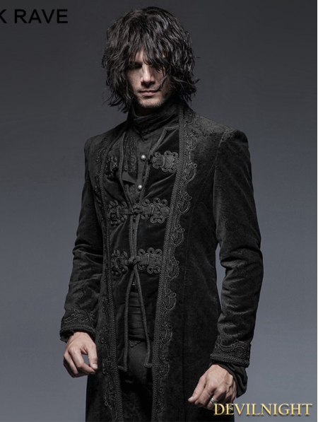 Black Gorgeous Vintage Style Gothic Long Coat for Men - Devilnight.co.uk