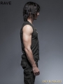 Black Gothic Fron Strap Vest for Men