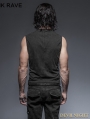 Black Gothic Fron Strap Vest for Men