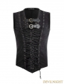 Black Gothic Fron Strap Vest for Men