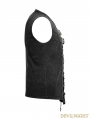 Black Gothic Fron Strap Vest for Men