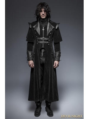 Black Gothic Long Cloak Coat for Men