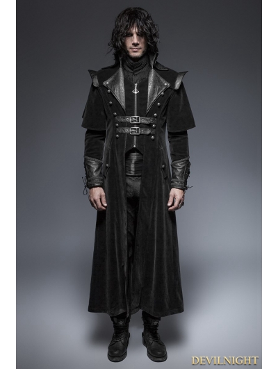 Black Gothic Long Cloak Coat for Men