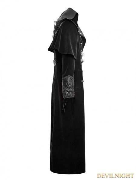 Black Gothic Long Cloak Coat for Men - Devilnight.co.uk