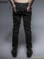 Black Gothic Punk Armor Knee Jeans for Man