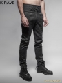 Black Peacock Button Gothic Pants for Men