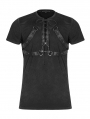 Black Gothic Punk Soilder Short T-Shirt for Men