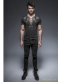 Black Gothic Punk Soilder Short T-Shirt for Men