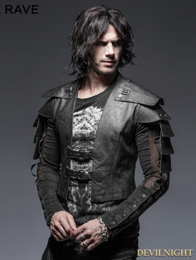 Black Gothic Armor Warrior Short Jacket for Men
