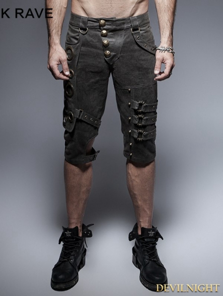 Black Steampunk Shorts for Men - Devilnight.co.uk