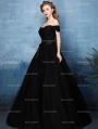 Black Off-the-Shoulder Princess Style Gothic Wedding Dress