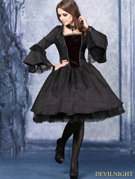 Black Victorian Style Gothic Dress - Devilnight.co.uk