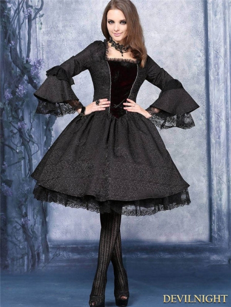 Black Victorian Style Gothic Dress - Devilnight.co.uk