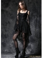 Black Off-the-Shoulder Long Sleeves High-Low Lace Gothic Dress