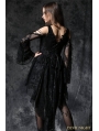 Black Off-the-Shoulder Long Sleeves High-Low Lace Gothic Dress