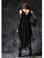 Black Off-the-Shoulder Long Sleeves High-Low Lace Gothic Dress