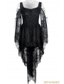 Black Off-the-Shoulder Long Sleeves High-Low Lace Gothic Dress