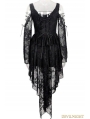 Black Off-the-Shoulder Long Sleeves High-Low Lace Gothic Dress