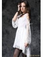 White Off-the-Shoulder Long Sleeves High-Low Lace Gothic Dress