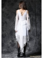 White Off-the-Shoulder Long Sleeves High-Low Lace Gothic Dress