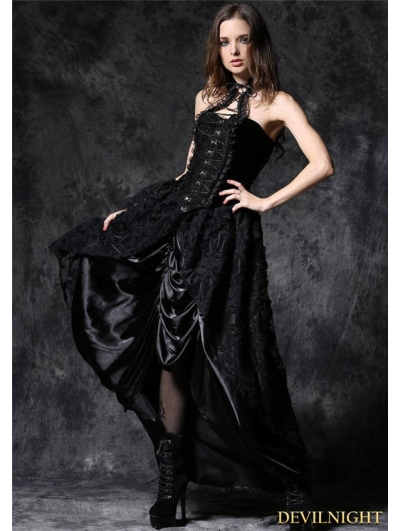 Gothic Lace Skirt with Satin Crimple - Devilnight.co.uk