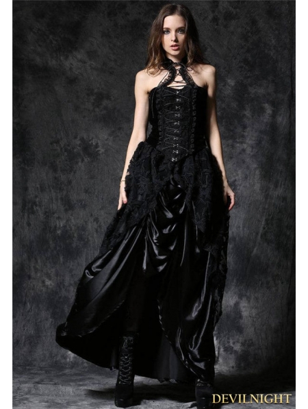 Gothic Elegant Velvet Corset with Cord and Lace Aroundneck - Devilnight ...