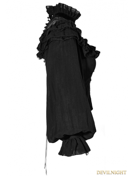 Black Gothic Lolita Lantern Sleeves Shirt for Women - Devilnight.co.uk