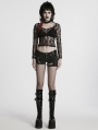 Black Gothic Punk Elastic Wash Water Denim Shorts
