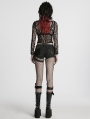 Black Gothic Punk Elastic Wash Water Denim Shorts