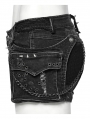Black Gothic Punk Elastic Wash Water Denim Shorts
