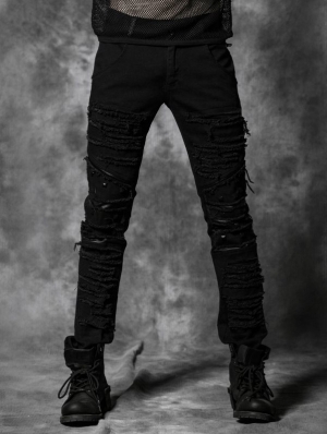 Black Gothic Punk Rivets Pants for Men