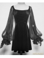 Black Velvet Long Sleeves Short Gothic Dress