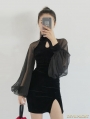 Black Velvet Sexy Cheongsam Style Gothic Dress