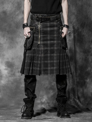 Plaid Gothic Punk Skirt for Men