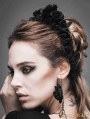 Black Rose Lace Romantic Gothic Headdress for Women