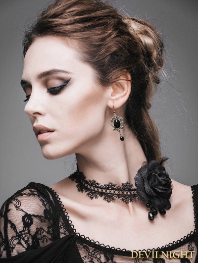 Black Rose Romantic Gothic Necklace for Women
