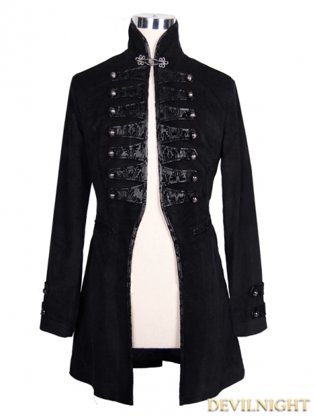 Black Double-Breasted Gothic Palace Style Coat for Men - Devilnight.co.uk