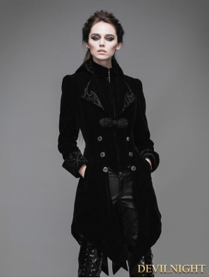 Black Vintage Gothic Swallow Tail Jacket for Women