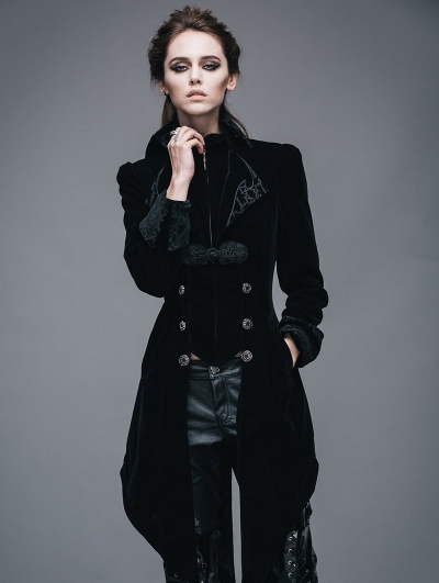 Black Vintage Gothic Swallow Tail Jacket for Women