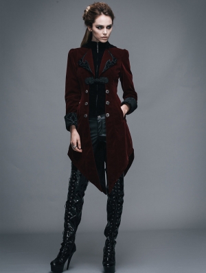 Red Vintage Gothic Swallow Tail Jacket for Women
