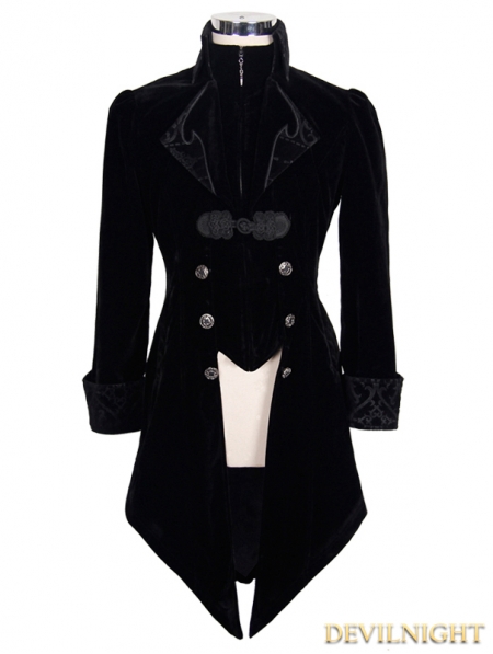 Black Vintage Gothic Swallow Tail Jacket for Men - Devilnight.co.uk