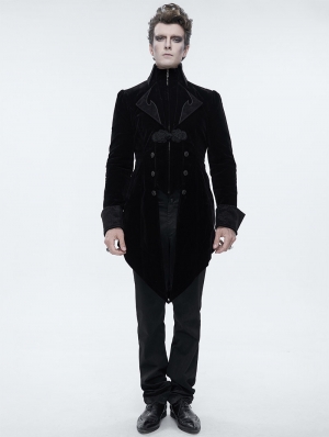 Black Vintage Gothic Swallow Tail Jacket for Men