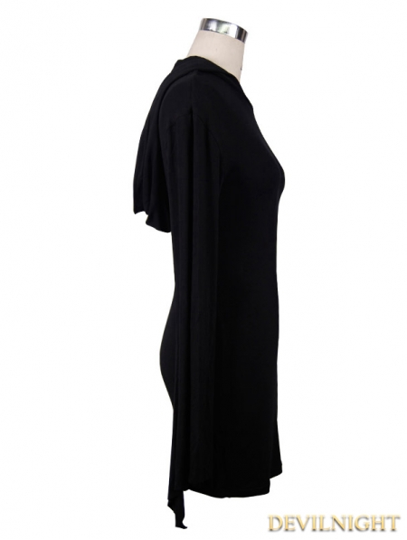 Black Gothic Witch Sexy Hooded Dress for Women - Devilnight.co.uk