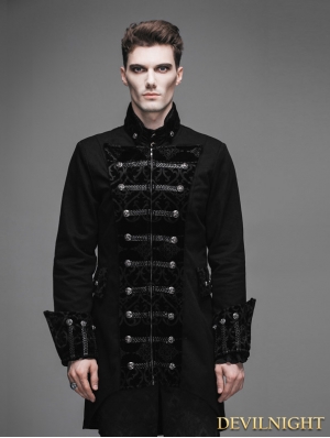 Vintage Black Double-Breasted Gothic Palace Coat for Men