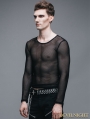 Black Net Long Sleeves Gothic T-shirt for Women